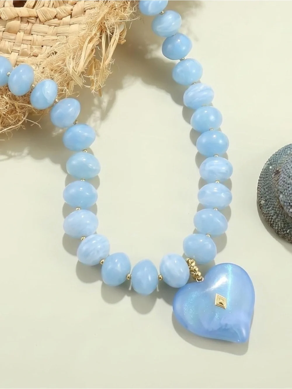 NEW! Blue Heart Pendant Dopamine Beaded Necklace